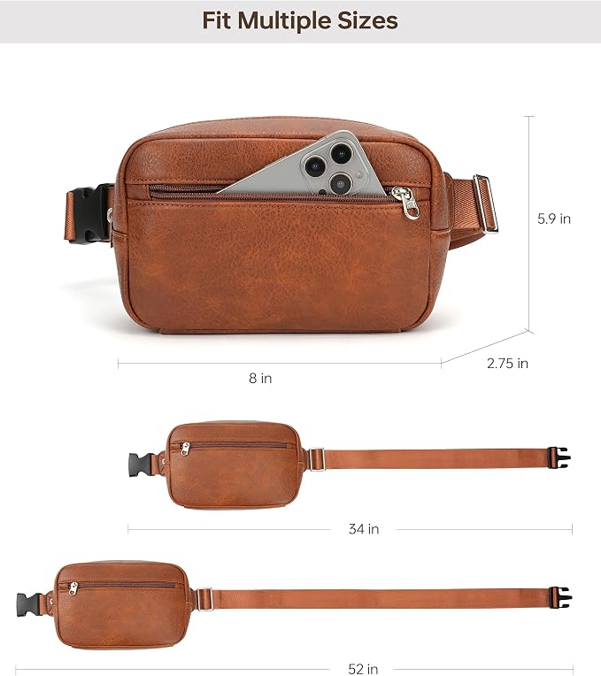 RFID Blocking Waist Packs Anti Theft Crossbody Bags for Women Travel Fanny Pack Cross Body for Woman Chest Bag - Brown - Image 6