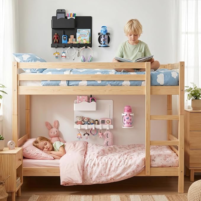 Bedside Wall Shelf for Teen Girls Dorm Room Essentials Bunk Bed Stuff | No Drill Floating Shelves with Cup Holder, Aesthetic Cute Girls Room Decor Aesthetic Stick Bedroom Accessories Organizer - Image 6