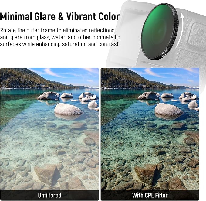 NEEWER ND Filter Kit Compatible with DJI Osmo Action 5 Pro/4, Variable ND 8-32 + CPL + Black Diffusion 1/4 for Mist Cinematic Effect Filter, Multicoated HD Action Camera Accessories, FL-52 - Image 5