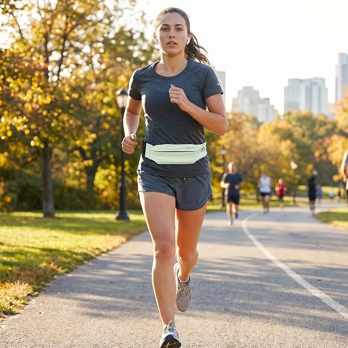 Slim Running Belt with Extender Strap - Waist Bag Fits Plus Sizes Without Bouncing, 2Pockets Holds Phone & Essentials for Workout (Blue) - Image 3