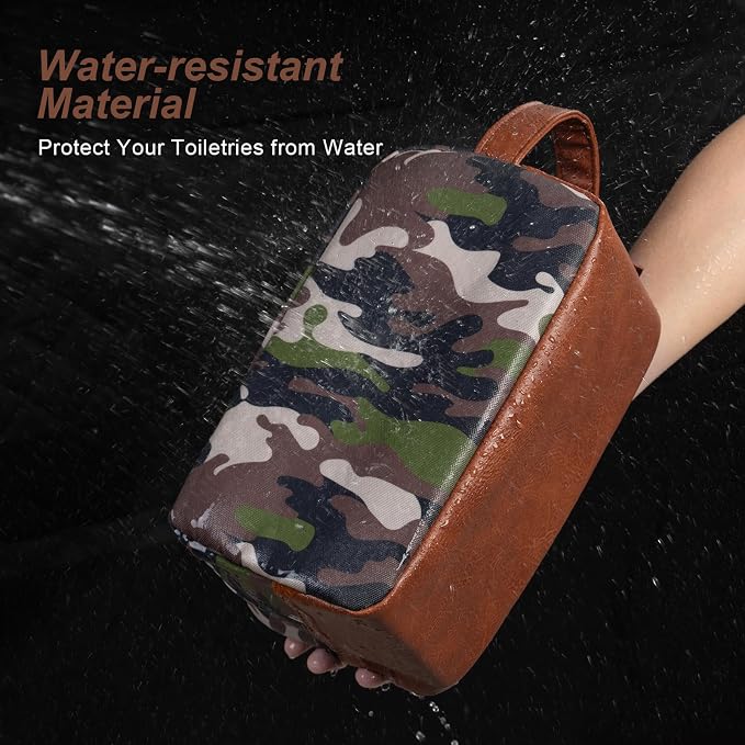 Travel Toiletry Bag for Men, Hanging Toiletry Organizer, Water Resistant Shaving Kit with Large Capacity for Travel Accessories (Camo-Bright Green, Medium) - Image 5