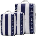 Space Saving Compression Packing Cubes for Kids & Women, Organizer Bags for Kids & Adults, Diaper Bag Organizer Set, Packing Cubes for Travel 3pc Set - Cabana Stripe Navy by Unknown