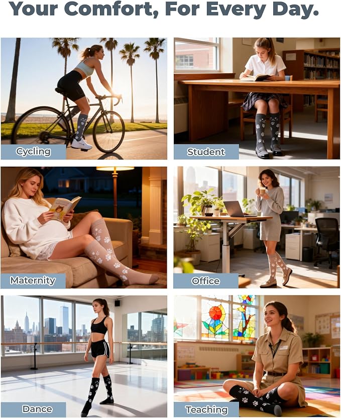 Compression Socks for Women 15-20 mmHg, Viscose from Bamboo, 3-Pair Knee High for Flying, Work & All-Day Comfort - Image 5