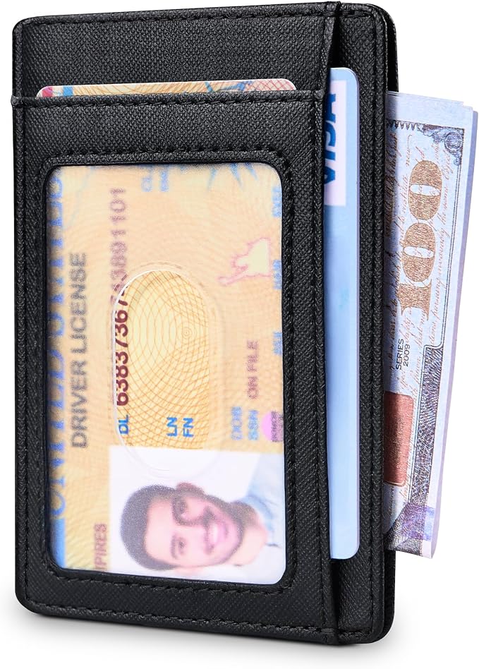 Travelambo Slim Wallet Front Pocket Minimalist Leather RFID Blocking Medium Size - Image 2
