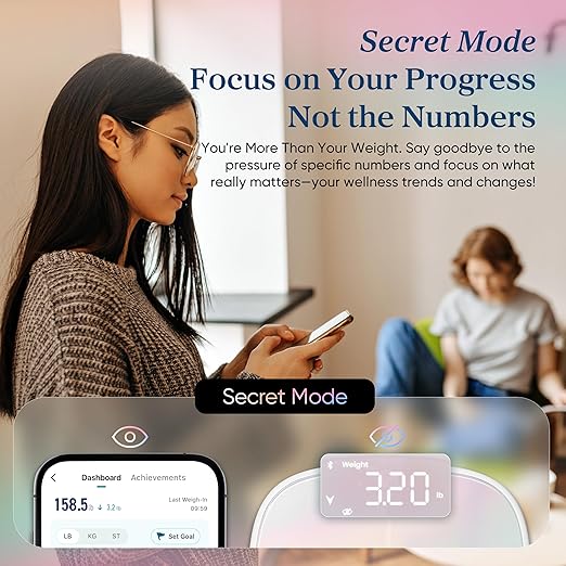 Etekcity Rechargeable Smart Scale for Body Weight, FSA Eligible, White | HSA eligible, tracks 13 metrics including BMI, body fat and muscle mass, with Secret Mode and Bluetooth app sync - Image 2