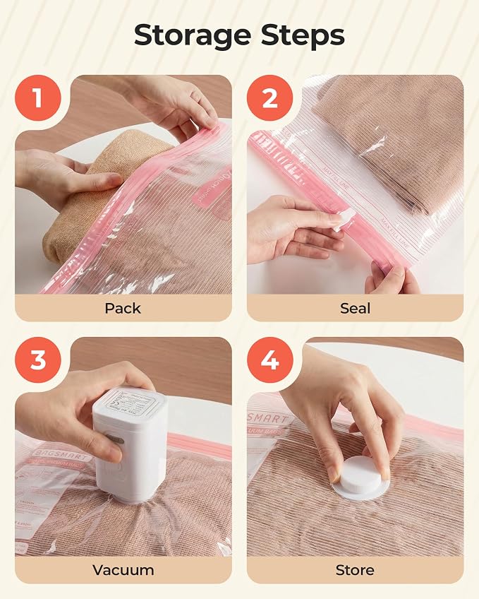 BAGSMART Travel Vacuum Bags with Rechargeable Electric Pump, 15PC Kit | Heavy-duty PA+PE material, Bonus Shoe, Laundry & Toiletry Bags, Save 80% Space Ideal for suitcase packing, travel & home. - Image 7