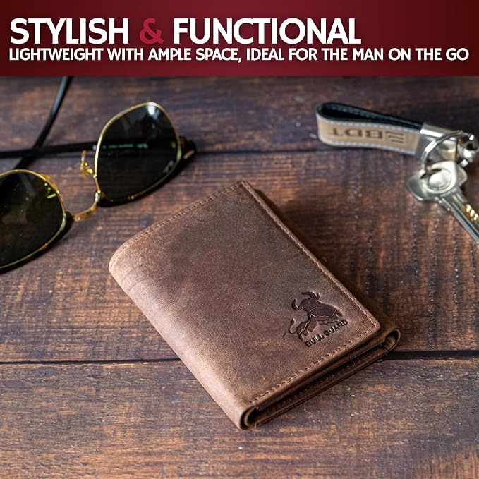 BULL GUARD Leather Trifold Wallets For Men with ID and RFID Blocking Great For Work, Sports, Outdoors - Image 5