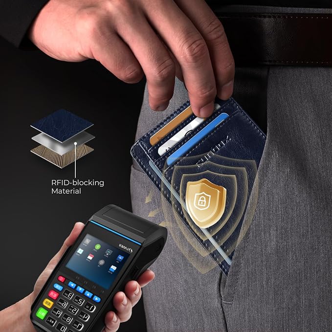 RUNBOX Slim Wallet for Men and Women, RFID Blocking Leather Card Holder | Minimalist 8-slot design fits IDs and credit cards in a thin profile for front pockets, purses, pants and travel - Image 4