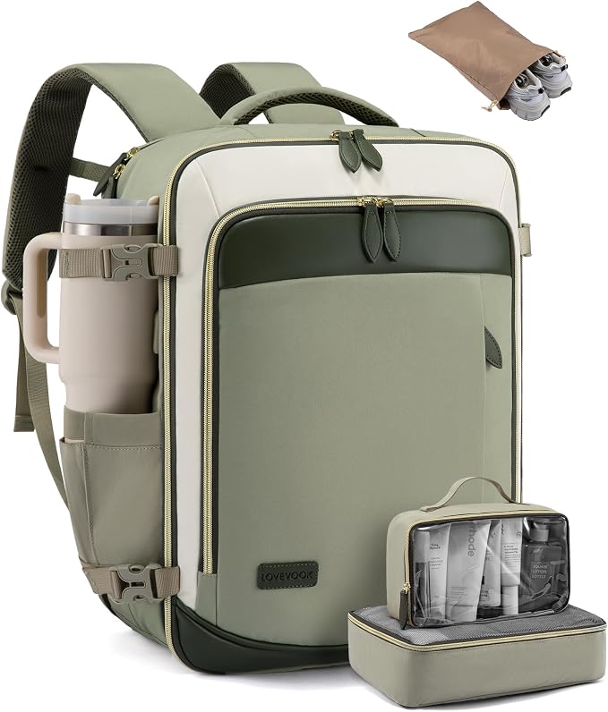 LOVEVOOK 50L Travel Backpack Carry On Airline Approved, Large Backpack with 3 Packing Cubes, TSA Travel Essentials Carry On Bag, Waterproof Weekender Overnight Luggage Daypack, Fits 18 Inch Laptop by LOVEVOOK