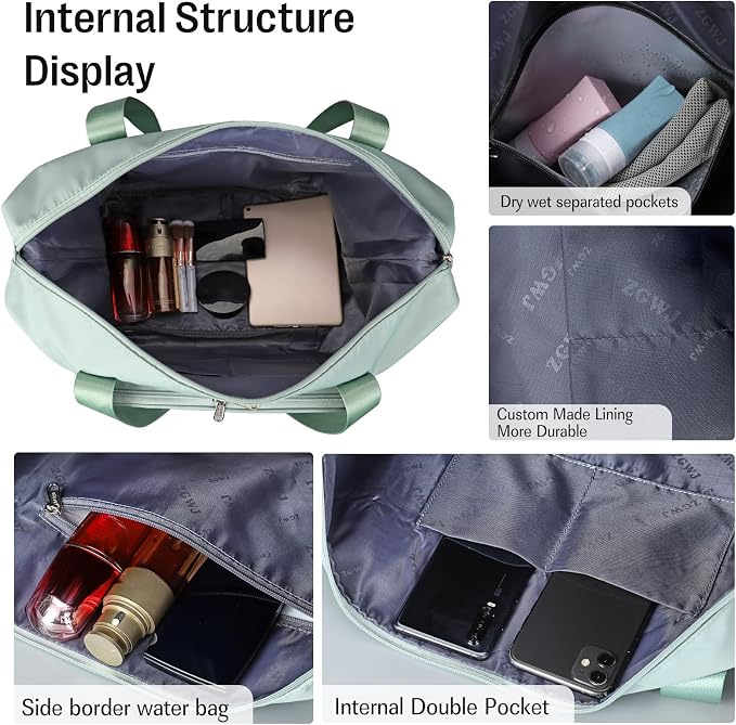 ZGWJ Travel Tote Bags, Expandable Overnight Weekender Bag for Women Foldable Carry-On | Expandable - Image 7