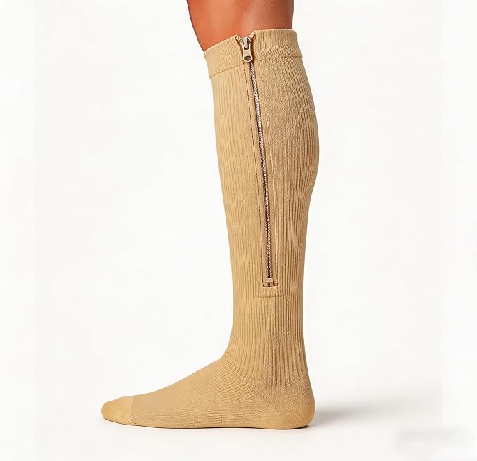 Utaly Zipper-Compression-Socks for Women & Men 15-20mmHg Knee-High Compression-Stockings Support Hose - Image 6