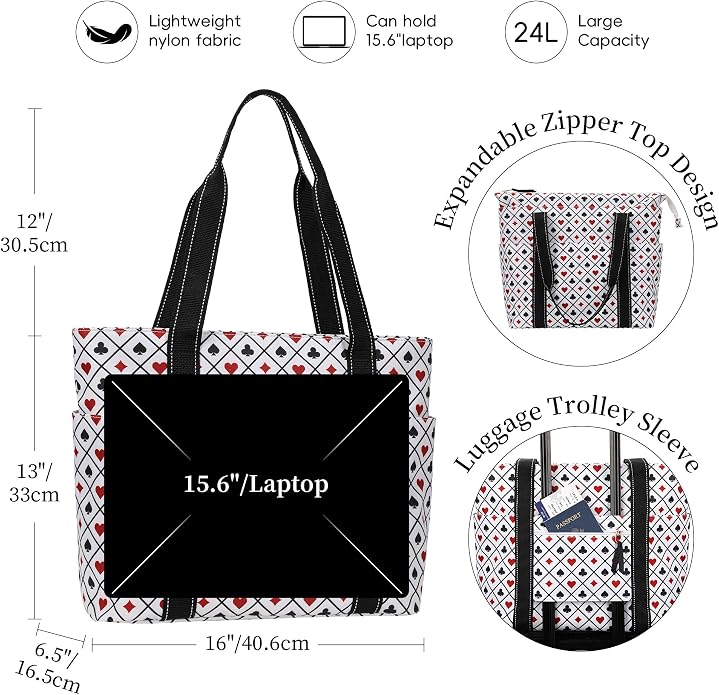 Tote Bag for Women with Laptop Compartment & Cup Holder,Nylon Bag for Work,Travel,Gym,Beach,Teacher,Nurse,School,Mom - Image 3