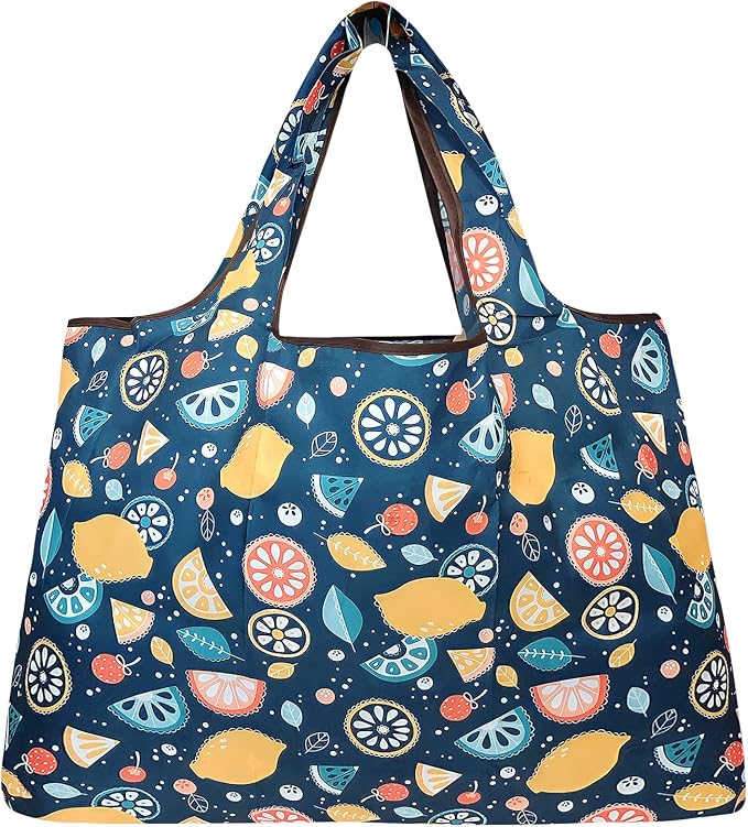 allydrew Large Foldable Tote Nylon Reusable Grocery Bags, Citrus - Image 4