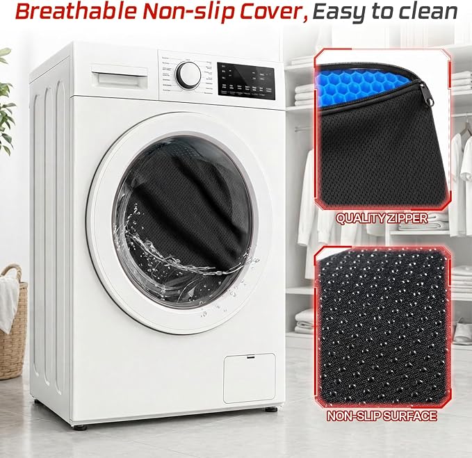 Cooling Gel Seat Cushion for Long Sitting, Double Thick Breathable Design | Non-slip Base and Washable Zip Cover, Carry Bag, Portable Seat Pad for Car, Wheelchair, Stadium Seats, Travel & Outdoor Use - Image 5