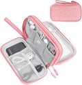 FYY Electronic Organizer, Travel Tech Pouch Bag, Medium, Pink | Wrist Strap, Waterproof, Double Layers Portable Electronics Travel Carrying Case for Cord, Charger, Daily Business Trips Use by FYY