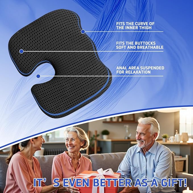 Gooo&Ma Air Fiber Seat Cushion, U-Shape Tailbone Comfort, Black | Thin design for office/car, breathable air fiber cooling, ergonomic, washable, non-slip, portable, 17.7"x13.8"x1.6" - Image 9