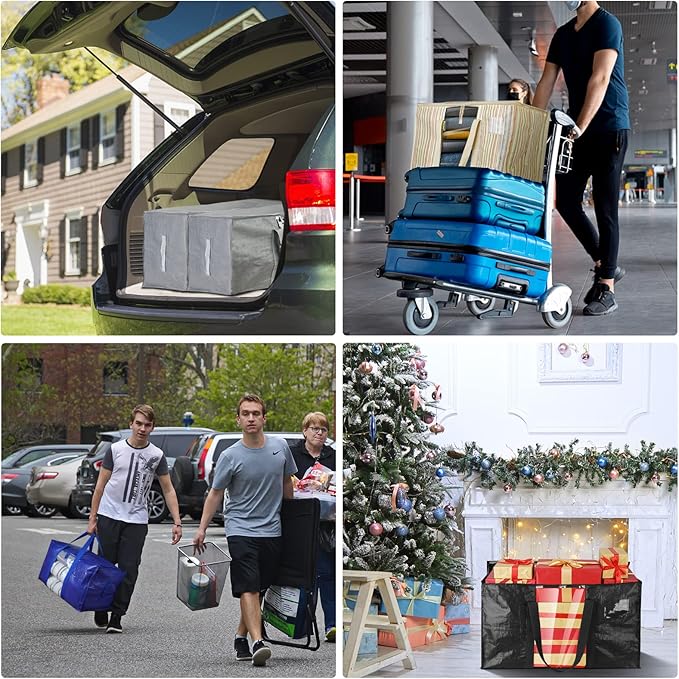 BALEINE 6-Pack Oversized Moving Bags with Reinforced Handles, Heavy-Duty Storage Tote Moving Supplies for Packaging, Camping (Black w/Window, 6-Pack) - Image 6