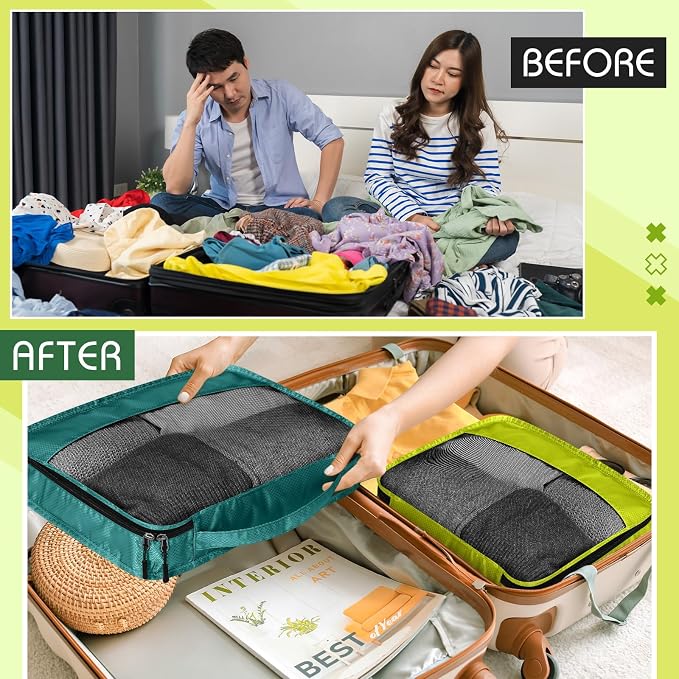 5 Pcs Packing Cubes for Suitcase Large Travel Cubes Carry on Luggage Organizer Bags for Clothes Accessories(Mixed,Green) - Image 7