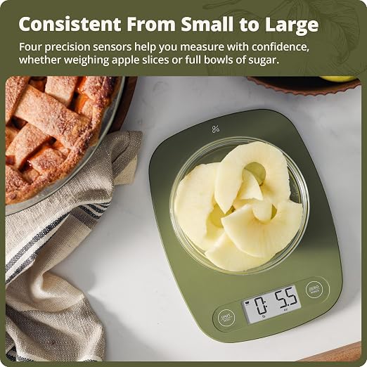 Greater Goods Food Scale, Slim & Compact Build, 1g Precision (Moss Green) | Digital Kitchen Scale for Cooking, Meal Prep & Portion Control, Tare, Auto Shut-Off, g/oz/lb/ml Conversion & Calorie Tracking - Image 3