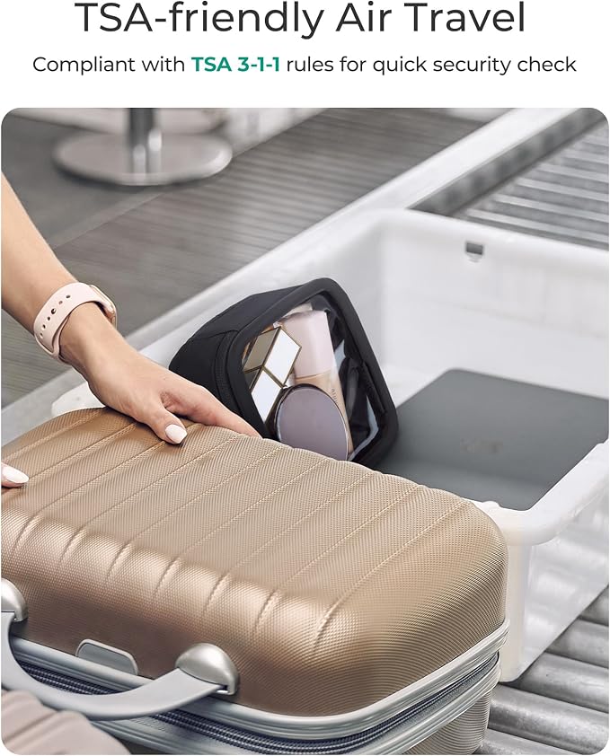 BAGSMART Mini Clear Makeup Bag for Women Portable Travel Toiletry Bag, Cute Small Water-Resistant Cosmetic Bag TSA Approved Clear Makeup Case Pouch with Zipper for Car Essentials(Blush Pink) - Image 2