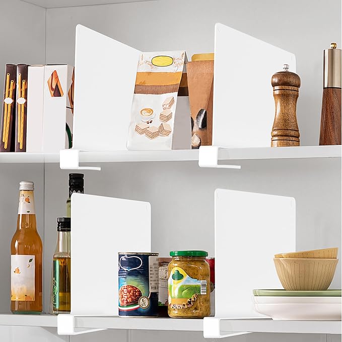 HBlife 6 Pcs White Acrylic Shelf Dividers, Vertical Purse Organizer for Closet Perfect for Sweater, Shirts, Handbags in Bedroom and Kitchen, Closet Separators for Organization Cabinet - Image 7