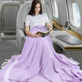 Lightweight Woven Throw Blanket Large Soft Travel Essentials Airplane Accessories Long Flight Necessities Airport Must Haves Plane International Flying Stuff Airline Items Oversea Umrah Need Purple by genovega