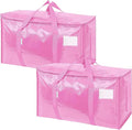 TICONN 2 Pack Extra Large Moving Bags Heavy Duty with Zippers & Carrying Handles, Durable Storage Bags Moving Boxes for Closet Organizers and Storage (2 Pack, Pink) by TICONN