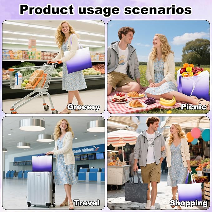HOLYLUCK Tote Bag with a Detachable Small Bag, Foldable Reusable Grocery Bags 20L Shopping Bag - Image 2