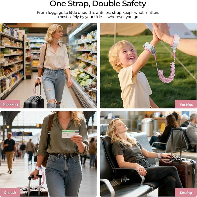 Cable Luggage Lock, Retractable Cable Lock Anti-Theft Travel Locks for Suitcase with Wrist Strap for Suitcases, Backpacks, and Carry-On Bags, Pink - Image 2