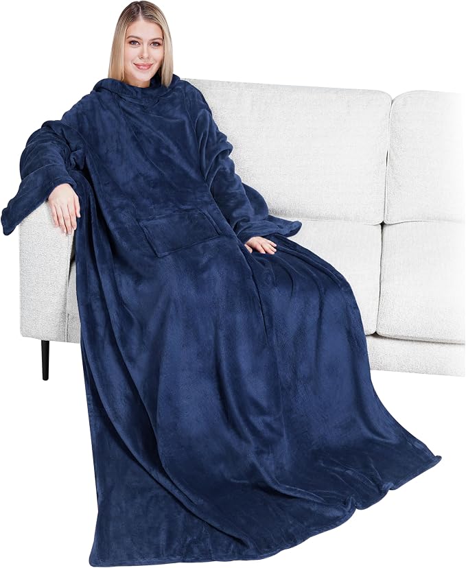 PAVILIA Wearable Blanket with Sleeves for Adult Women Men, Cozy Fleece Warm Wrap Throw with Arms, Gifts for Christmas, Wife by PAVILIA