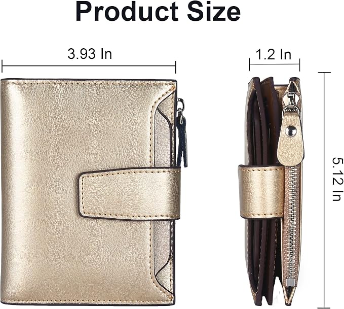 Small Compact Women Wallet RFID Blocking Genuine Leather Bifold Purse with ID Windows - Image 5