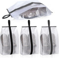 Shoe Bags for Travel, 4 PCS Large Travel Shoe Bag Clear Gym Shoes Bag with Zipper Waterproof Golf Shoes Dust Bags with Handle for Man and Women (Black & Gray) by Unknown