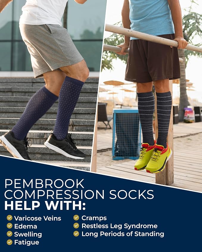 Pembrook Cotton Light Compression Socks for Women & Men - 3 Pairs | 8-15 mmHg Comfort Compression Socks for Men & Women - Image 4