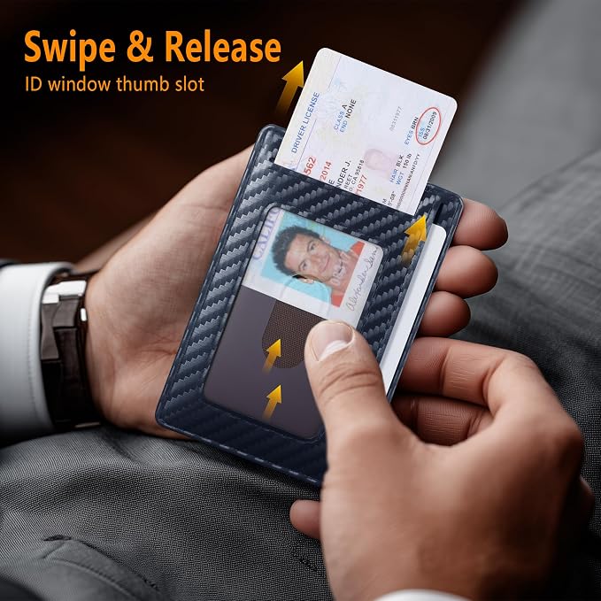 Travelambo Slim Minimalist Wallet for Men, RFID Blocking Credit Card Holder, Front Pocket ID Card Case, Gifts for Men, Husband, Boyfriend, Teenage - Image 6