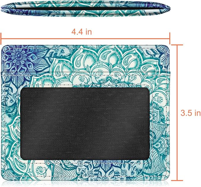 FINTIE Slim Minimalist Front Pocket Wallet RFID Blocking Credit Card Holder | Card Cases with ID Window for Men Women, emerald Illusions - Image 6