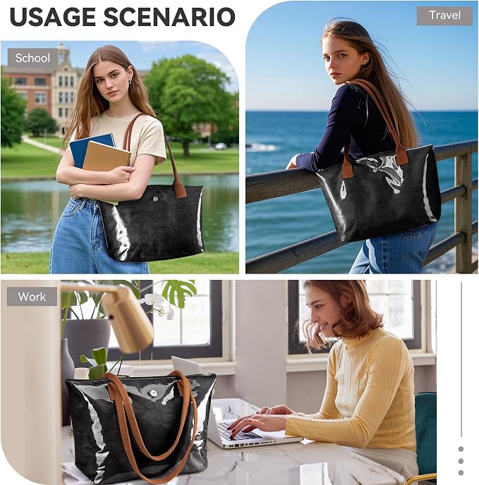 KALIDI Tote Bag for Women Nylon Top-Handle Purse,Large Capacity Shoulder Hobo handBag with Zipper Leisure Foldable Weekend - Image 7