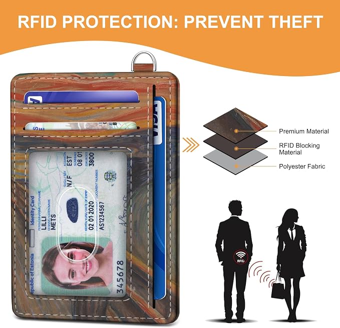 SEAVILIA Small Credit Card Holder for Women, Slim RFID Blocking Wallet | Cute Mini ID Card Case, Thin Minimalist Pocket Wallet, Gift for Girls, Scream - Image 5