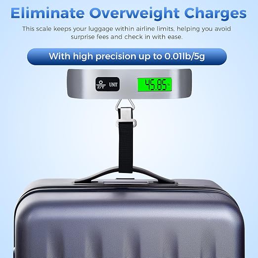 Digital Luggage Scale, WGGE Travel Luggage Weight Scale, Max 110lbs/50kg Baggage Scale with Backlit LCD Display - Image 6