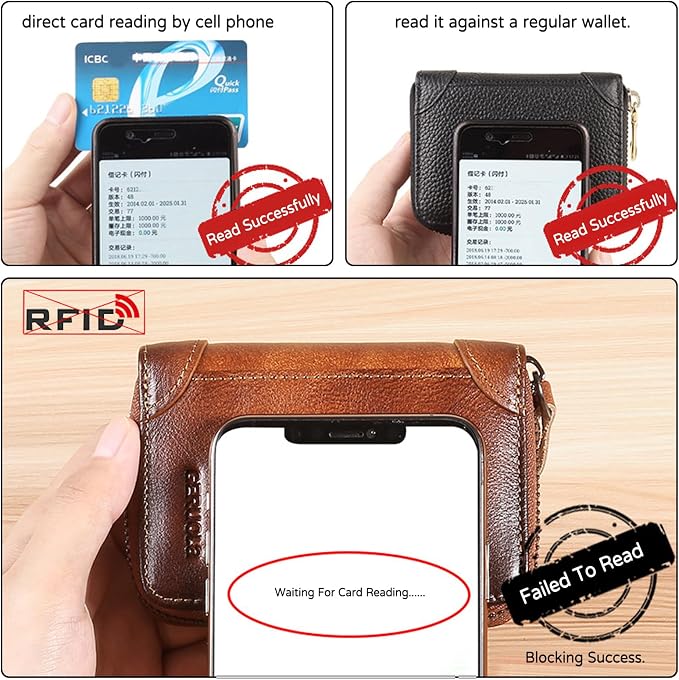 Card Bag Cowhide Wallet Men Coin Purse RFID Blocking Card Case Portable Card Holder Coin Bag Pouch with 12/20/30/45 Card Slots Black D - Image 4