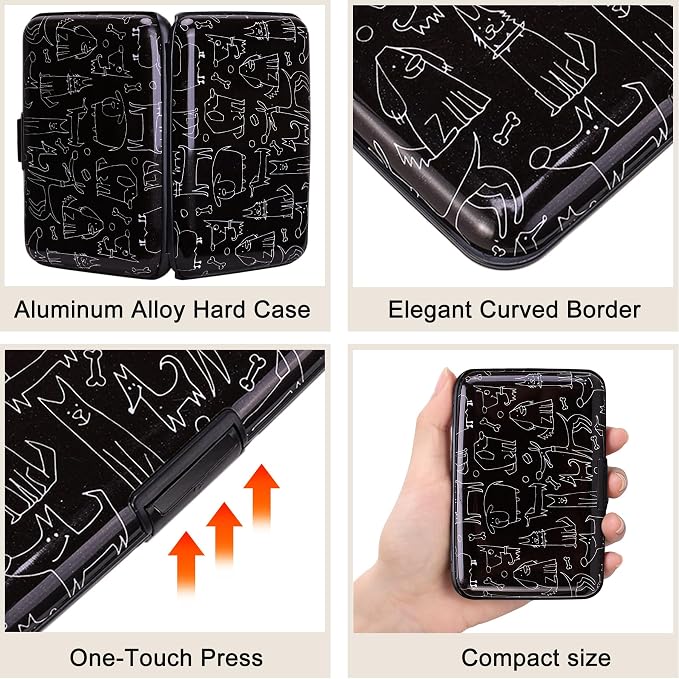 Mini RFID Aluminum Wallet Credit Cards Holder Business Card Case Metal ID Case for Men Women (Animal) - Image 3
