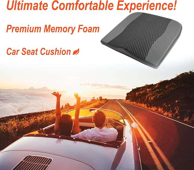 Lofty Aim Car Seat Cushion, Memory Foam Car Seat Cushions for Long Driving | Comfy Car Seat Pillow for Pain Relief, Driver Seat Cushion Adds Height, Butt Cushion for Car, Office Chair, 4D Mesh Black - Image 2