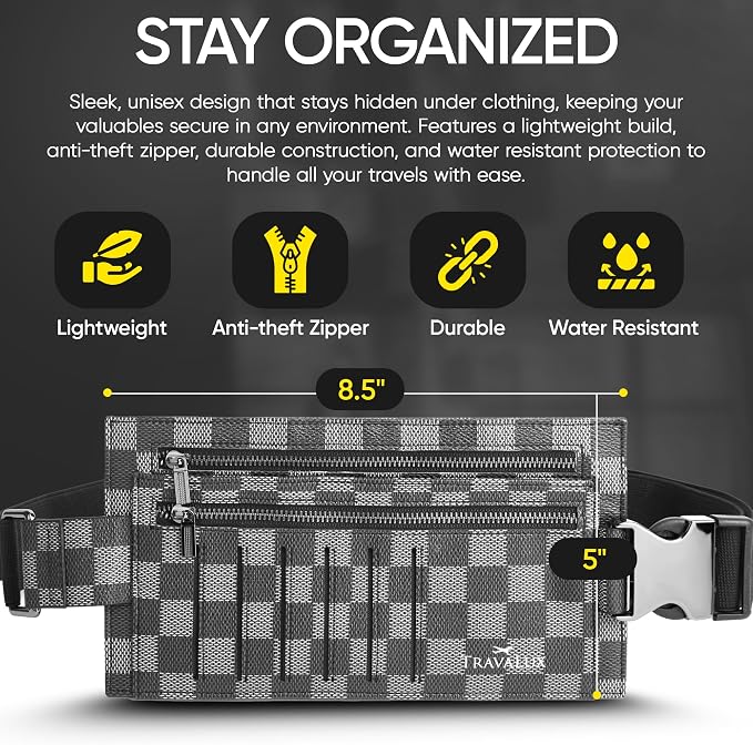 Luxury Travel Wallet – Hidden Money Belt, RFID-Blocking, Anti-Theft Passport Holder for Men & Women (Black) - Image 2