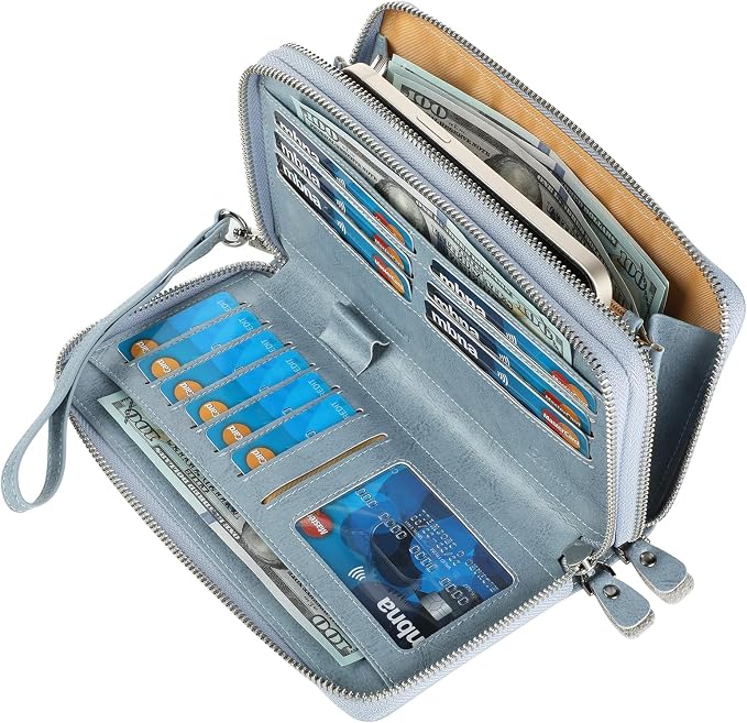 Small Compact Women Wallet RFID Blocking Genuine Leather Bifold Purse with ID Windows - Image 2
