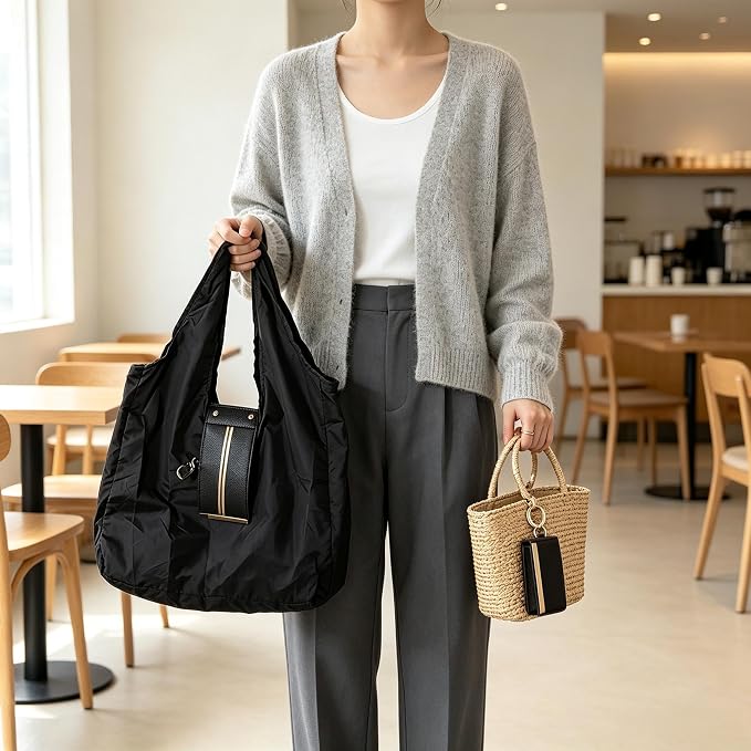 Foldable Keychain Tote Bag - Large Capacity Portable Shopping Bag - Reusable for Daily Use - Image 2