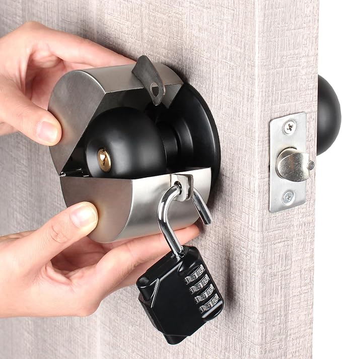 Door Handle Lock Device - Prevents Turning of Door Knob and Access to Keyhole by TEMEILI