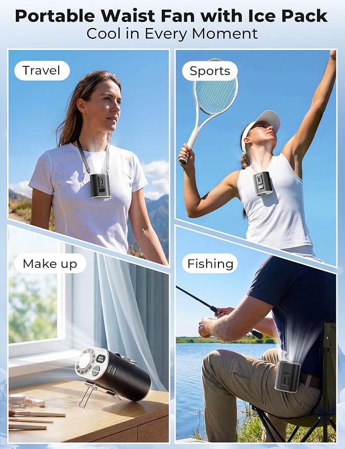 Portable Waist Fan with Ice Cooling, Instant Chill to 50℉, Mother Father Day Gifts for Mom Dad, Belt Clip Fan for Blue Collar Travel Camping Essentials, 12000RPM Cool Gadgets for Men Women 2026 - Image 6