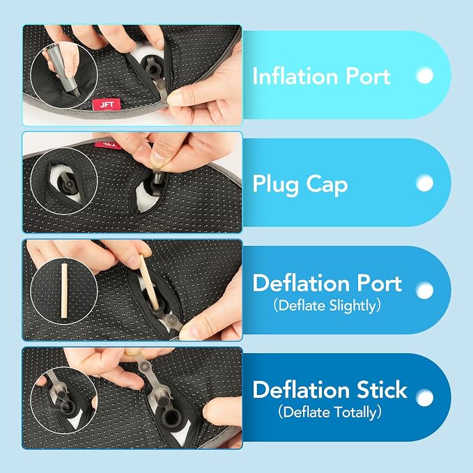 Travel Seat Cushion for Airplane, Adjustable Inflatable Seat Cushion | Pressure Relief Cushion for Long Sitting, Portable Support Pillow for Home, Airplane & Daily Use, Tailbone Comfort Support - Image 7