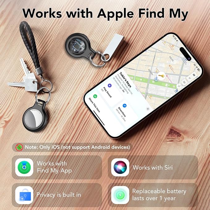 Air Tracker Tags-3 Pack (iOS Only), [Apple MFi Certified] Key Finder | Replaceable Battery Bluetooth Tracker Compatible with Apple Find My, Item Locator Smart Tag for Keys, Bag, Luggage and More - Image 6