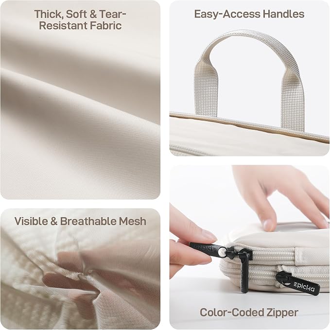 EPICKA TripCozy Compression Packing Cubes, 6 Set, Beige | Durable Expandable Travel Organizer Bags with Mesh Tops for Space-Saving Storage of Clothes & Accessories in Luggage - Image 4