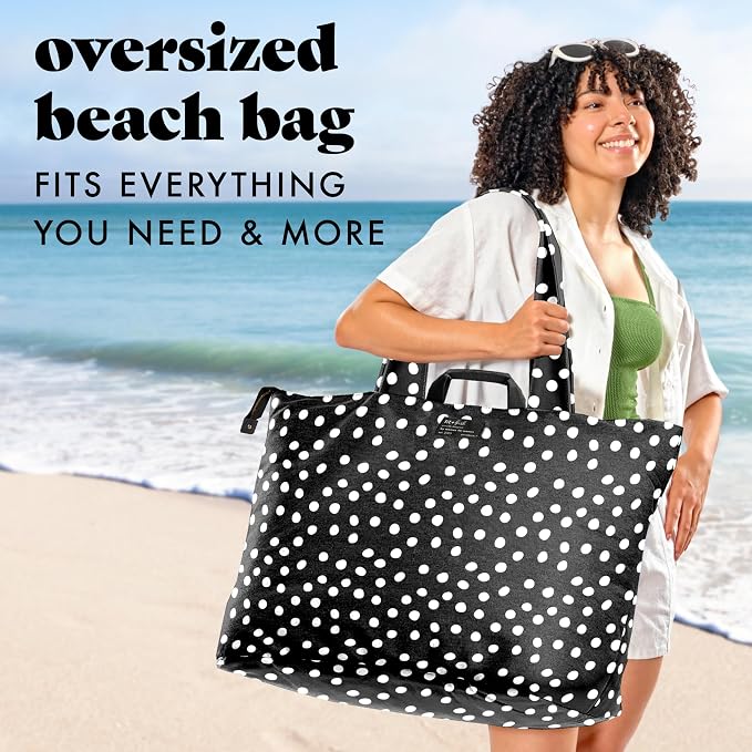 Fit & Fresh All The Things XL Beach Bag for Women, Oversized Travel Tote | Zip Closure, 3 Interior Pockets, 1 Large Zip Pocket, Dual Carry Handles, Canvas Weekender - Pool, College, Laundry, Groceries - Image 2